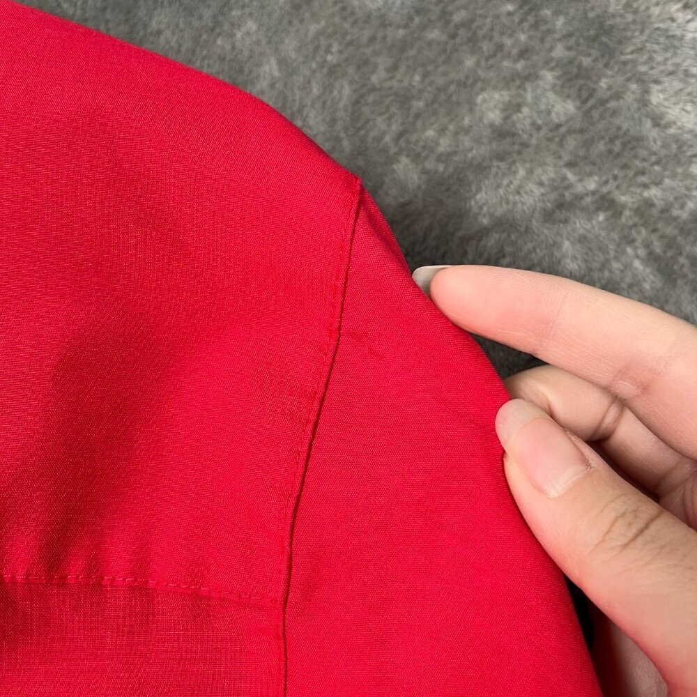 Foxcroft Cropped Button Up Shirt Women's 4 Red Raw Hem Party Academia Preppy - Picture 11 of 11